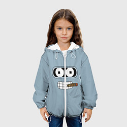 Куртка с капюшоном детская Лицо Бендера, цвет: 3D-белый — фото 2
