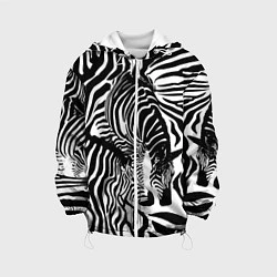 Куртка с капюшоном детская Полосатая зебра, цвет: 3D-белый