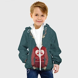 Куртка с капюшоном детская Олень хипстер, цвет: 3D-белый — фото 2
