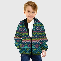 Куртка с капюшоном детская Вязаный узор 2, цвет: 3D-черный — фото 2
