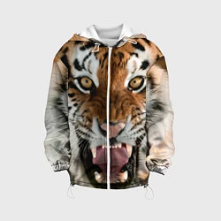 Куртка с капюшоном детская Свирепый тигр, цвет: 3D-белый