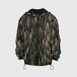 Куртка с капюшоном детская Лесной камуфляж, цвет: 3D-черный