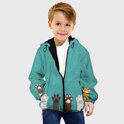 Куртка с капюшоном детская Лапки котеек, цвет: 3D-черный — фото 2
