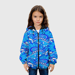 Куртка с капюшоном детская Floral pattern, цвет: 3D-черный — фото 2