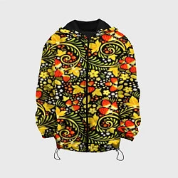 Куртка с капюшоном детская Khokhloma pattern, цвет: 3D-черный