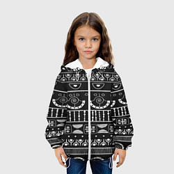 Куртка с капюшоном детская Black and White ethnic, цвет: 3D-белый — фото 2