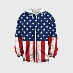 Куртка с капюшоном детская Флаг США, цвет: 3D-белый