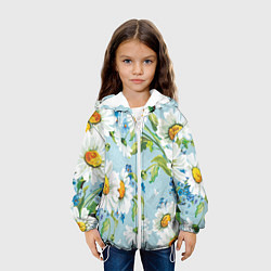 Куртка с капюшоном детская Ромашки, цвет: 3D-белый — фото 2