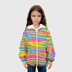 Куртка с капюшоном детская Абстрактные разводы цвета, цвет: 3D-белый — фото 2