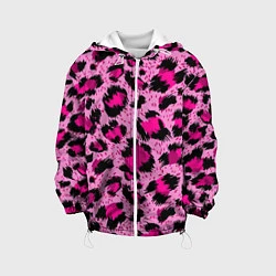 Куртка с капюшоном детская Розовый леопард, цвет: 3D-белый
