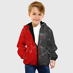 Куртка с капюшоном детская Audi: Red & Grey poly, цвет: 3D-черный — фото 2