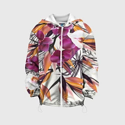 Куртка с капюшоном детская Fashion Flowers, цвет: 3D-белый