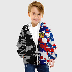 Куртка с капюшоном детская РФ Милитари: Выгорание, цвет: 3D-белый — фото 2