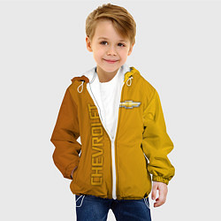 Куртка с капюшоном детская Chevrolet желтый градиент, цвет: 3D-белый — фото 2