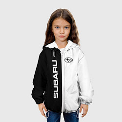 Куртка с капюшоном детская Subaru B&W, цвет: 3D-белый — фото 2