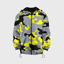 Куртка с капюшоном детская Yellow & Grey Camouflage, цвет: 3D-черный