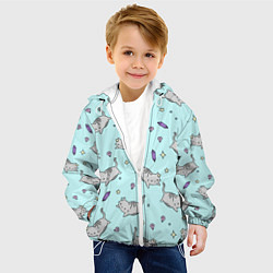 Куртка с капюшоном детская Кавайные котики, цвет: 3D-белый — фото 2