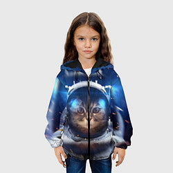 Куртка с капюшоном детская Кот-космонавт, цвет: 3D-черный — фото 2