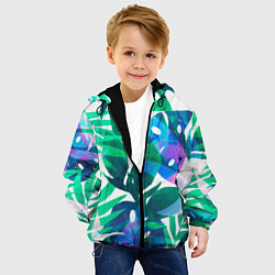 Куртка с капюшоном детская Зеленые тропики, цвет: 3D-черный — фото 2