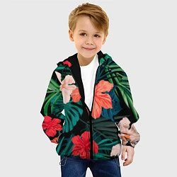 Куртка с капюшоном детская Тропический мотив, цвет: 3D-черный — фото 2