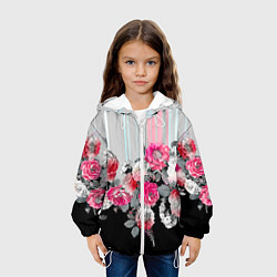 Куртка с капюшоном детская Розы в темноте, цвет: 3D-белый — фото 2