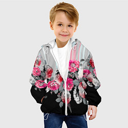 Куртка с капюшоном детская Розы в темноте, цвет: 3D-белый — фото 2