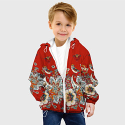 Куртка с капюшоном детская Орнамент с птицами, цвет: 3D-белый — фото 2