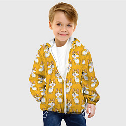 Куртка с капюшоном детская Корги паттерн, цвет: 3D-белый — фото 2