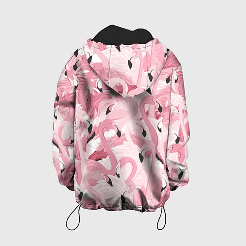 Детская куртка Розовый фламинго / 3D-Черный – фото 2