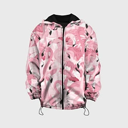 Куртка с капюшоном детская Розовый фламинго, цвет: 3D-черный