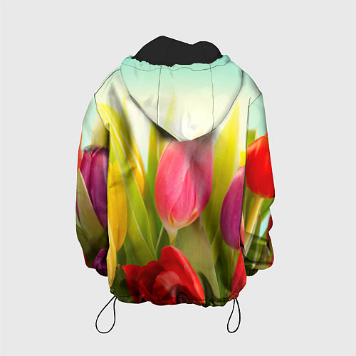 Детская куртка Цветущие тюльпаны / 3D-Черный – фото 2