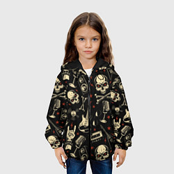 Куртка с капюшоном детская Гранж с черепами, цвет: 3D-черный — фото 2