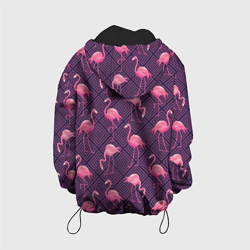 Детская куртка Фиолетовые фламинго / 3D-Черный – фото 2