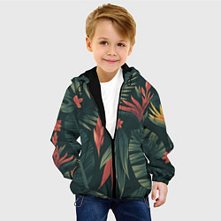 Куртка с капюшоном детская Тропический комуфляж, цвет: 3D-черный — фото 2