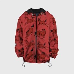 Куртка с капюшоном детская Красные кони, цвет: 3D-черный