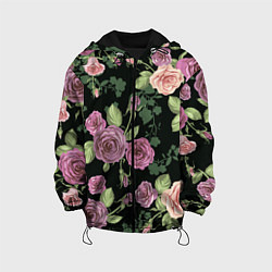 Куртка с капюшоном детская Кусты роз, цвет: 3D-черный