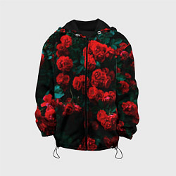 Куртка с капюшоном детская Розы, цвет: 3D-черный