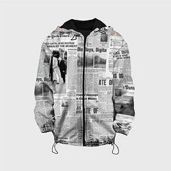 Куртка с капюшоном детская Газета Newspaper, цвет: 3D-черный