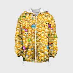 Куртка с капюшоном детская Смайлики Emoji, цвет: 3D-белый