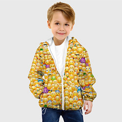 Куртка с капюшоном детская Смайлики Emoji, цвет: 3D-белый — фото 2