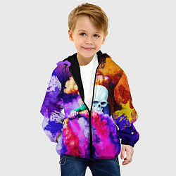 Куртка с капюшоном детская Череп в дыму, цвет: 3D-черный — фото 2