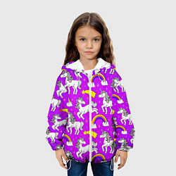 Куртка с капюшоном детская Единороги паттерн, цвет: 3D-белый — фото 2