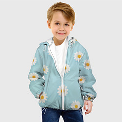 Куртка с капюшоном детская Узор с ромашками, цвет: 3D-белый — фото 2