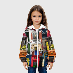 Куртка с капюшоном детская London doors цифровой коллаж, цвет: 3D-белый — фото 2