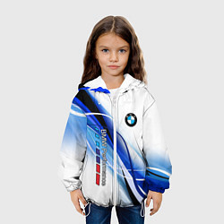 Куртка с капюшоном детская BMW волны - blue-white, цвет: 3D-белый — фото 2