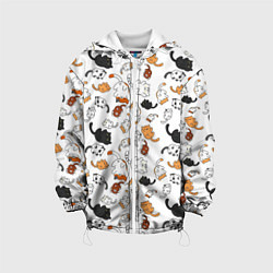 Куртка с капюшоном детская Кошачьи валяния, цвет: 3D-белый