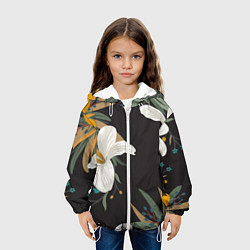Куртка с капюшоном детская Цветочный арт, цвет: 3D-белый — фото 2
