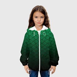Куртка с капюшоном детская Узор зеленая чешуя дракон, цвет: 3D-белый — фото 2