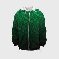 Куртка с капюшоном детская Узор зеленая чешуя дракон, цвет: 3D-белый