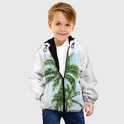 Куртка с капюшоном детская Пальмы над головой, цвет: 3D-черный — фото 2